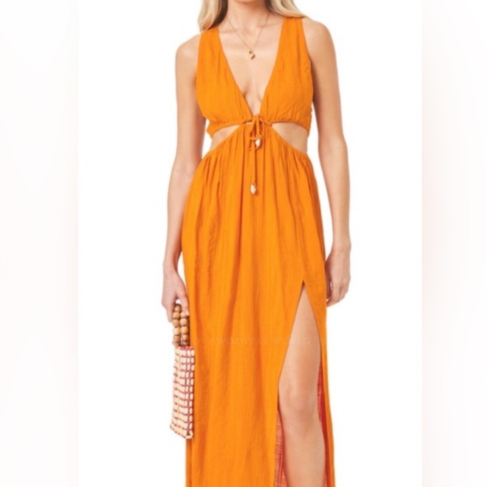 NWT L*Space Orange cut out Maxi Dress - Picture 1 of 9